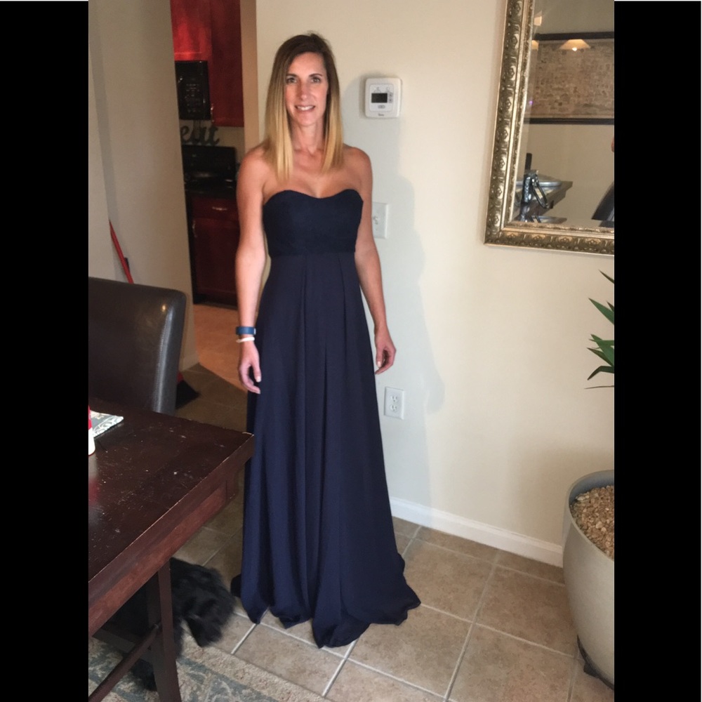 Mori Lee Style #107 Navy Blue Lace/Chiffon Dress